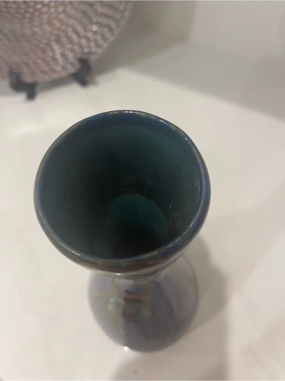 Signed “Monterey Jade” Art pottery 11.5” Tall vase. MCM